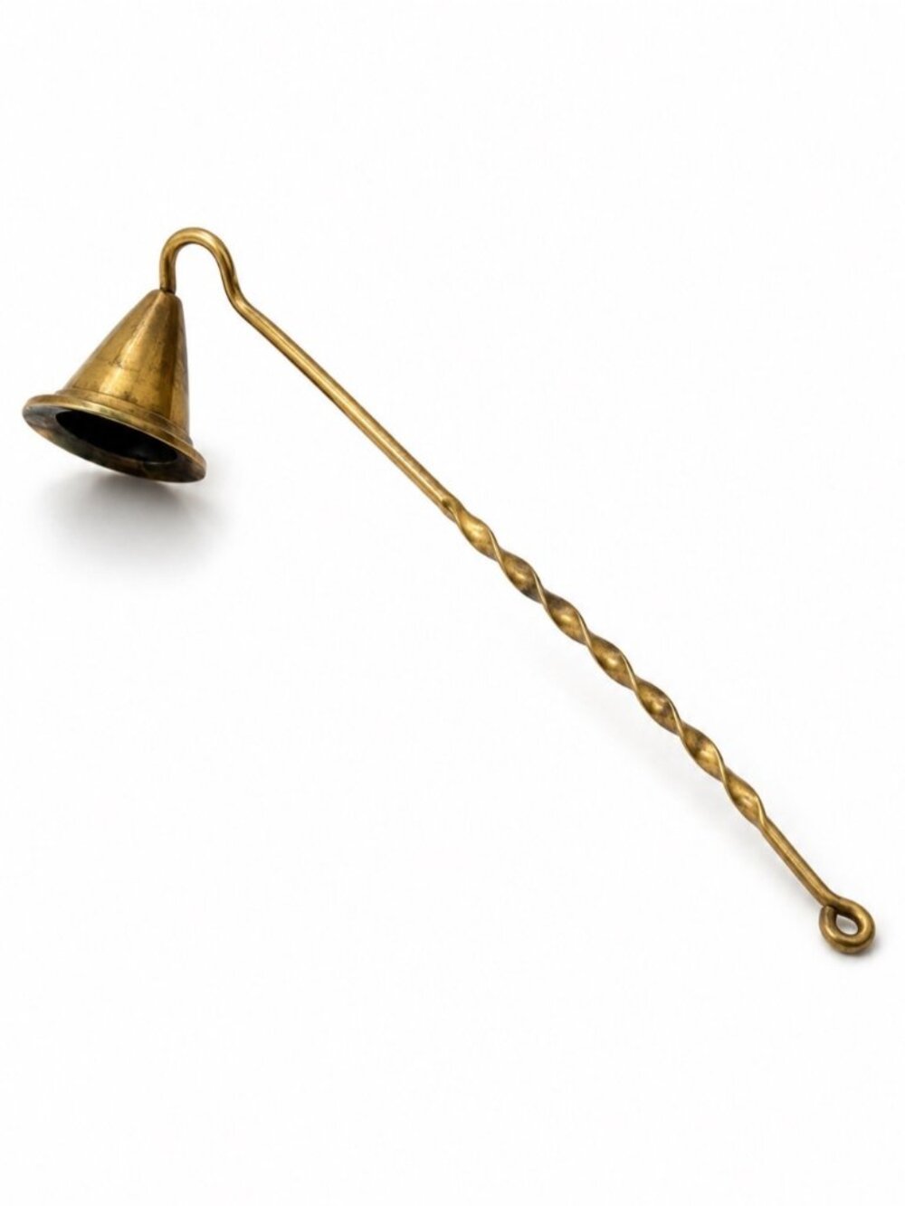 Vintage Brass Candle Snuffer Wick Extinguisher Twisted Handle Decor